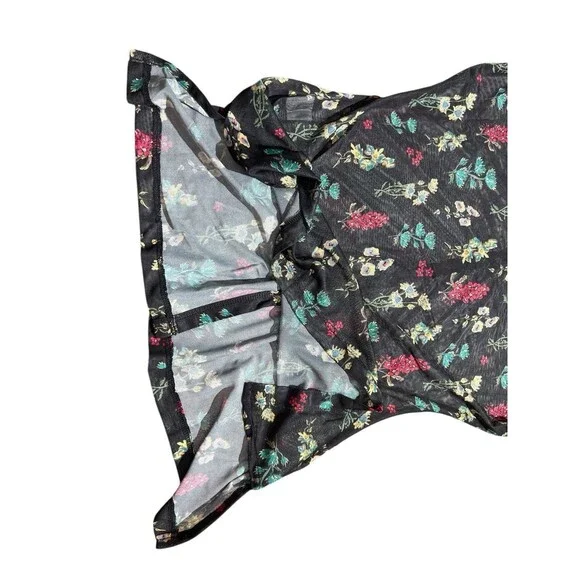 Natural Life Carina Floral Mesh Sheer Button Front Top Boho Womens Sz L - Picture 9 of 9